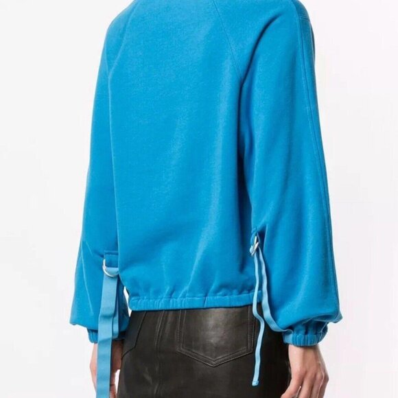 HELMUT‎ LANG solid blue cotton relaxed parachute Terry sweatshirt Xsmall Xs - Picture 1 of 11